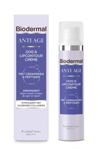 Biodermal Anti age oog- en lipcontour creme (15 Milliliter)