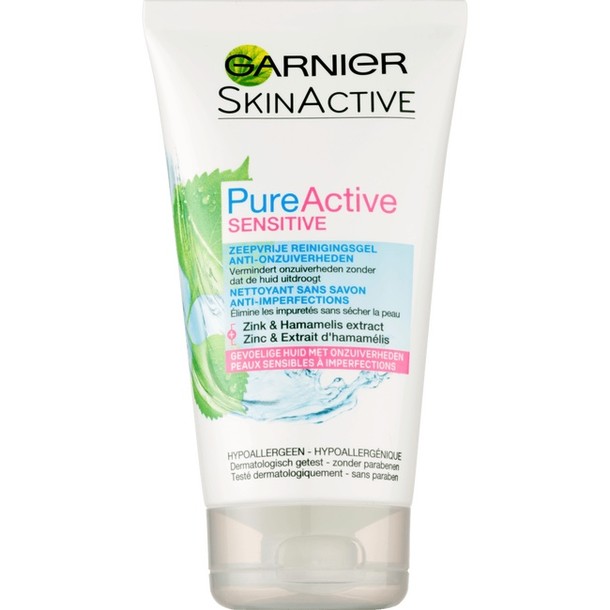 Garnier Skin Naturals Pure Active Sensitive Zeepvrije Reinigingsgel 150 ml