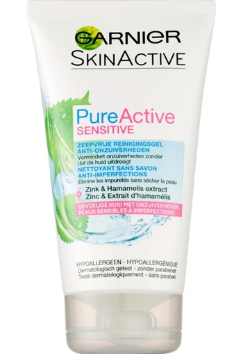 Garnier Skin Naturals Pure Active Sensitive Zeepvrije Reinigingsgel 150 ml