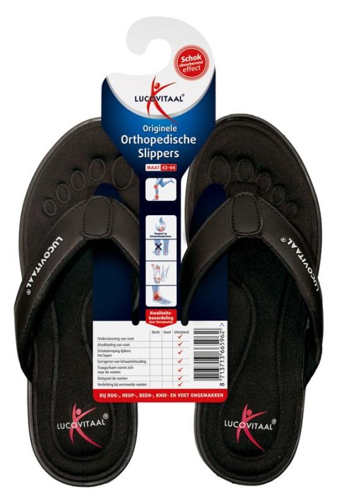 Lucovitaal Orthopedische slipper 43-44 zwart (1 Paar)