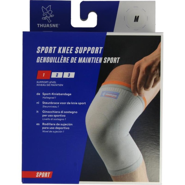 Thuasne Steunbrace knie elastisch lichtgrijs maat M (1 Stuks)