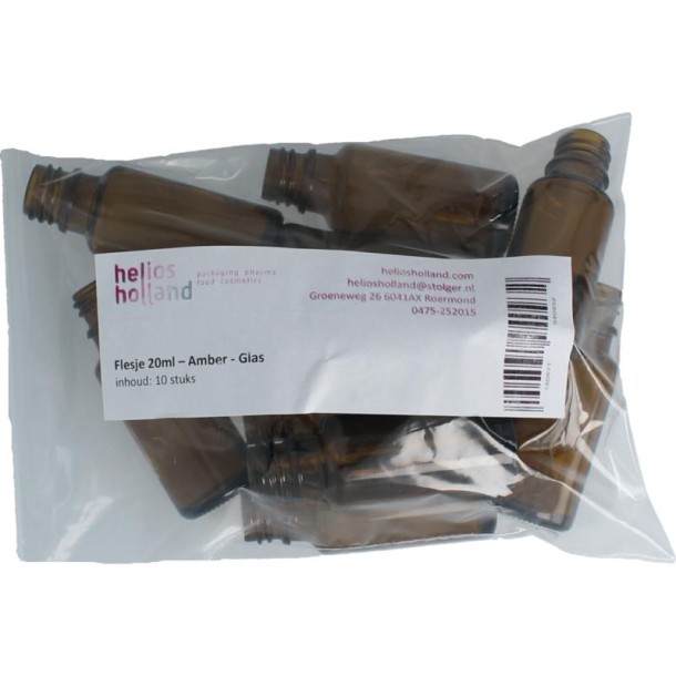 Helios Holland Flesje glas 20ml amber (10 Stuks)