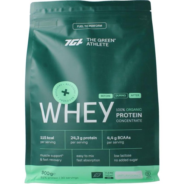 Green Athlete Whey protein concentrate unflavoured bio (900 Gram)