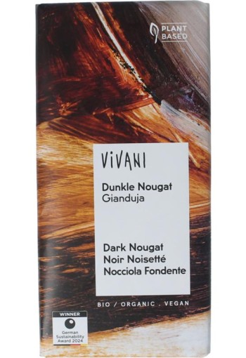 Vivani Chocolade puur nougat gianduja (80 Gram)