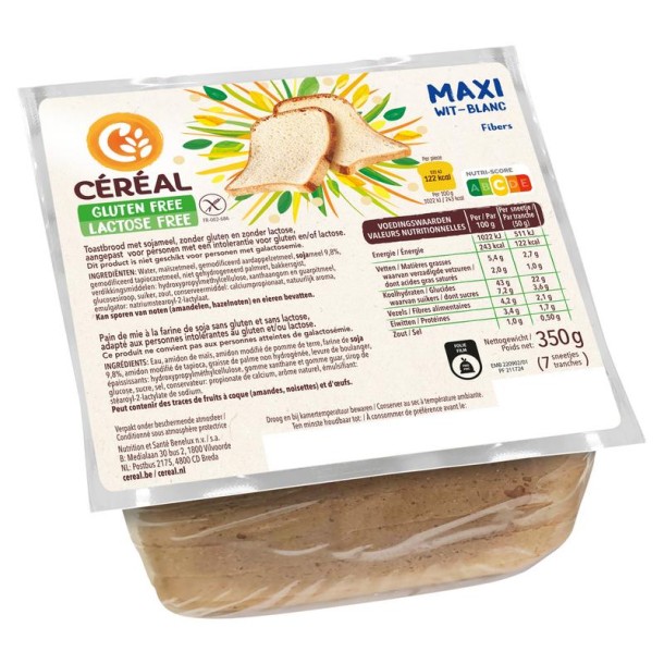 Cereal Maxi wit brood gluten en lactosevrij (350 Gram)