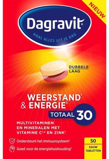Dagravit Totaal 30 Weerstand & Energie Kauwtabletten 50 stuks