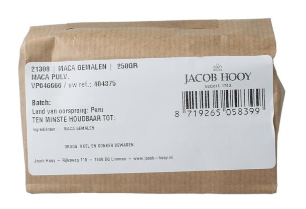 Jacob Hooy Maca gemalen (250 Gram)