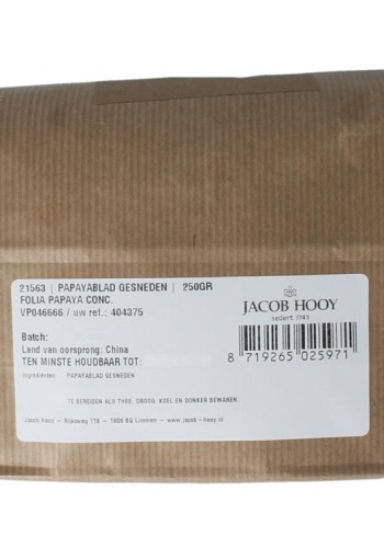 Jacob Hooy Papayablad gesneden (250 Gram)