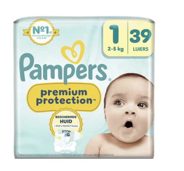 Pampers Premium Protection Luiers Maat 1 2-5 KG  39 Stuks