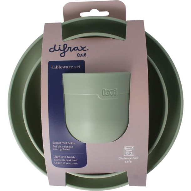 Difrax Lovi Eetset met beker pistachio (1 Set)