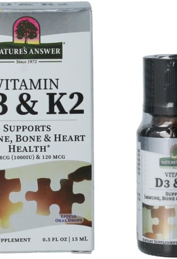 Natures Answer Vitamine D3 en K2 druppels (15 Milliliter)