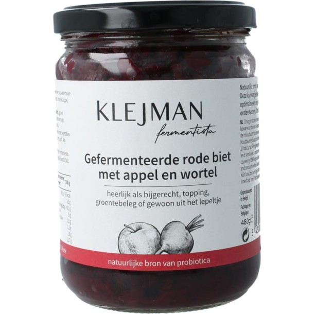Klejman Gefermenteerde rode biet met wortel en appel (480 Gram)