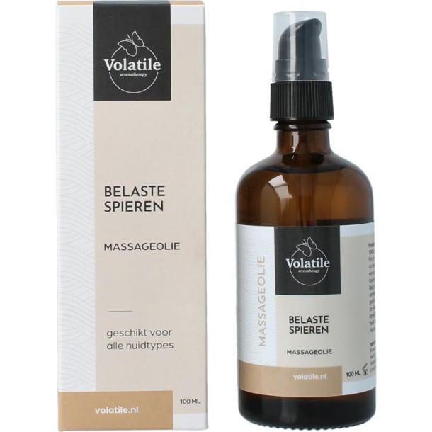 Volatile Massageolie belaste spieren glas met pomp (100 Milliliter)