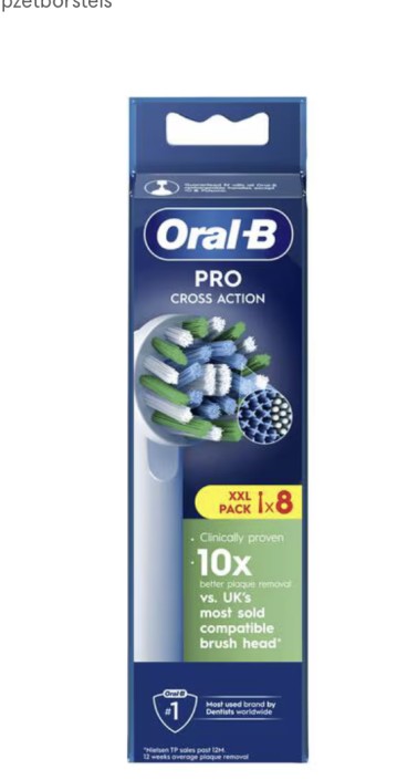 Oral-B Cross Action Opzetborstels Wit - 8 Stuks