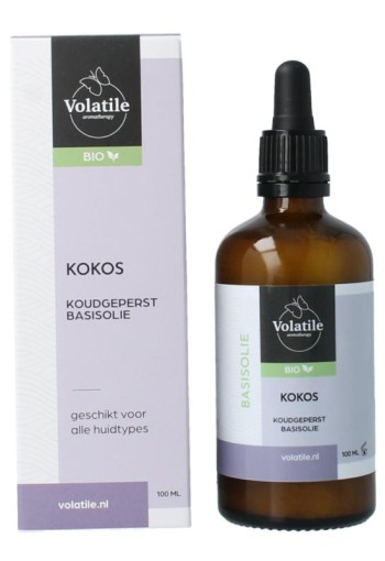 Volatile Kokos koudgeperst basisolie bio glazen fles (100 Milliliter)