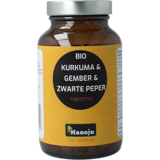 Hanoju Kurkuma + gember + piperine 500mg (150 Tabletten)