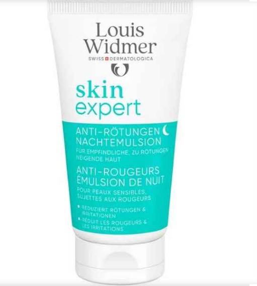 Louis Widmer Skinexpert Anti-Roodheid Nachtemulsie Zonder Parfum 50 ML