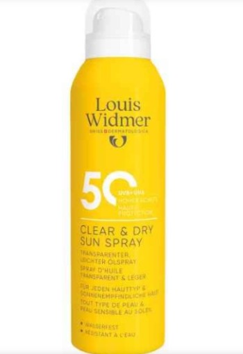 Louis Widmer Suncare Clear & Dry Zonnebrand Spray SPF50 Zonder Parfum 200ML