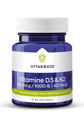 Vitakruid Vitamine D3 & K2 in MCT-olie voor verhoogde opname (90 Softgels)