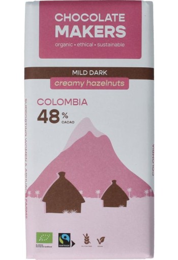 Chocolatemakers Colombia dark hazelnut creme 48% bio (80 Gram)