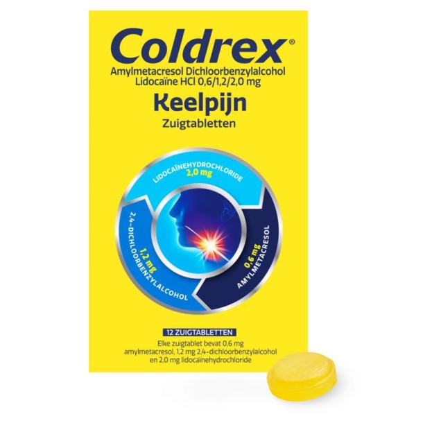 Coldrex Keeltablet zuigtablet (12 Zuigtabletten)