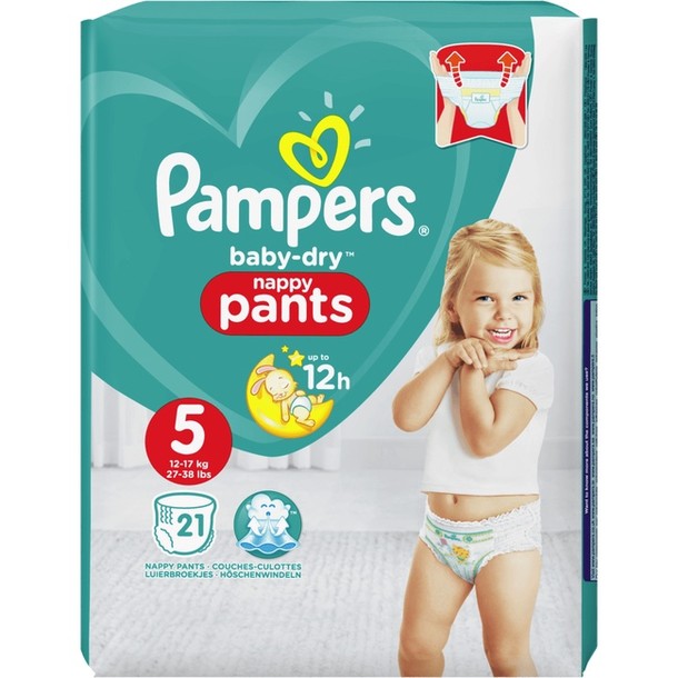 Pam­pers Ba­by dry pants ju­ni­or maat 5 (12-17 kg) 21 stuks