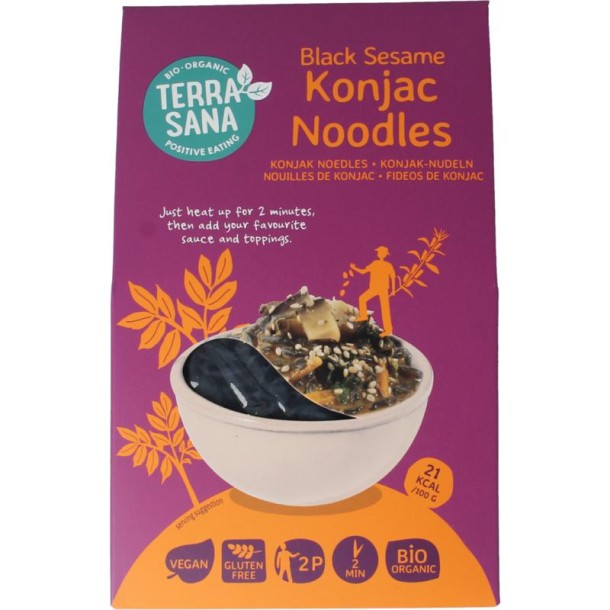 Terrasana Konjak noodles zwarte sesam bio (250 Gram)