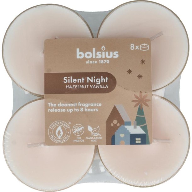 Bolsius Maxi lichten 8u true glow silent night (8 Stuks)