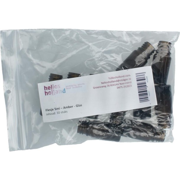 Helios Holland Flesje glas 5ml amber (10 Stuks)