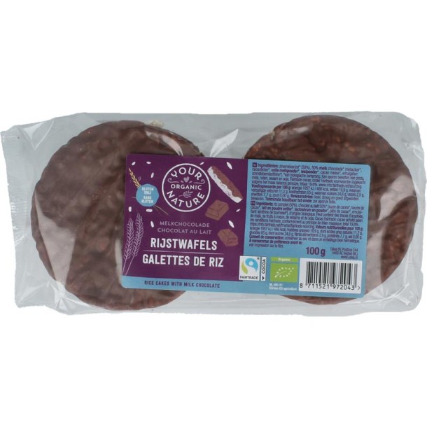 Your Organic Nat Rijswafels choco melk bio (100 Gram)