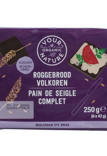 Your Organic Nat Roggebrood volkoren bio (250 Gram)