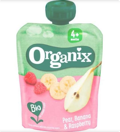 Organix Bio Knijpfruit Peer, Banaan, Framboos