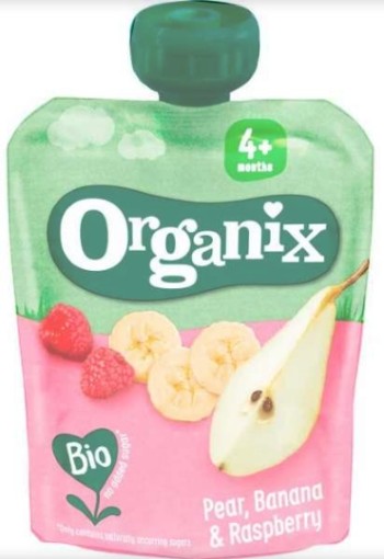 Organix Bio Knijpfruit Peer, Banaan, Framboos