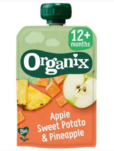 Organix Bio Knijpfruit Appel, Zoete aardappel, Ananas