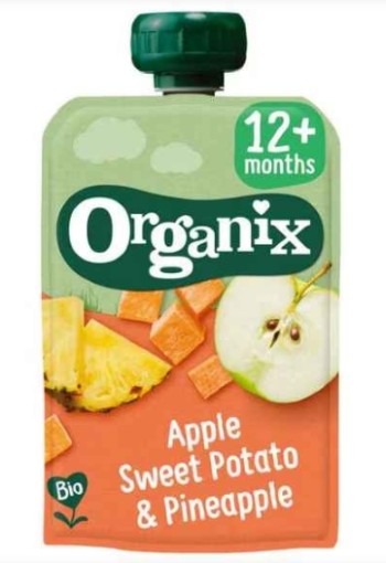 Organix Bio Knijpfruit Appel, Zoete aardappel, Ananas