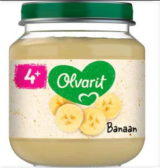 Olvarit Potje Banaan Fruithapje 4+ maanden 125 GR