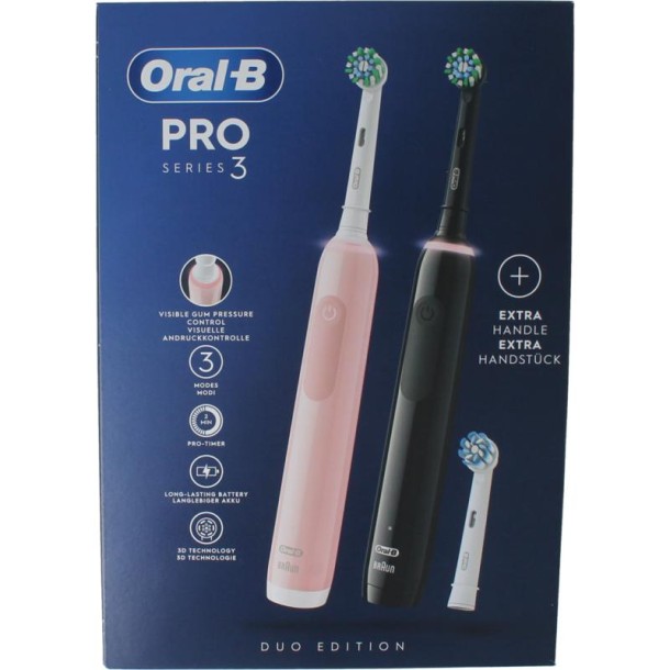 Oral B Elektrische tandenborstel pro 3 3900 black pink (1 Set)
