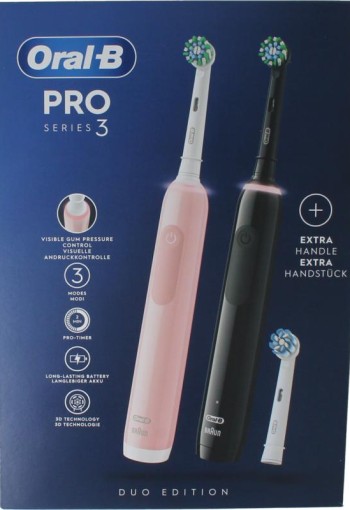 Oral B Elektrische tandenborstel pro 3 3900 black pink (1 Set)