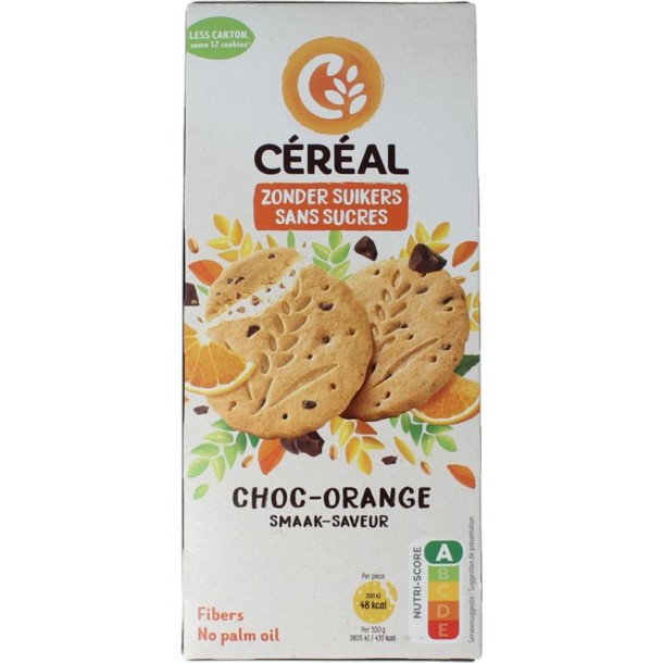 Cereal Zandkoekjes choc-orange zonder suikers (132 Gram)