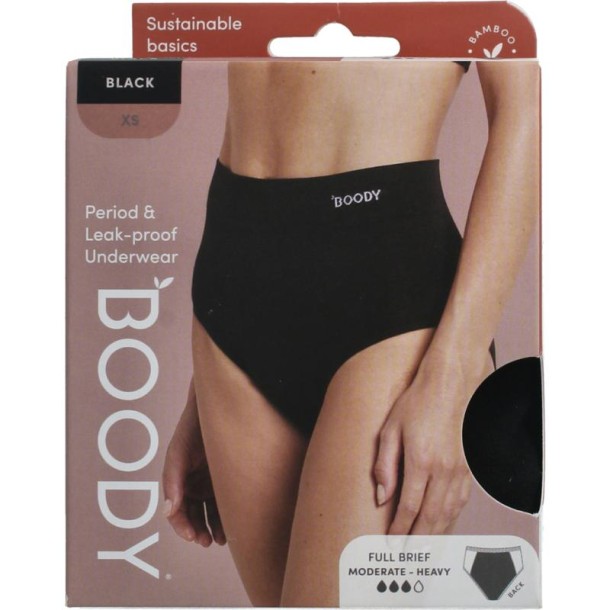 Boody Menstruatieondergoed tailleslip zwart normaal XS (1 Stuks)