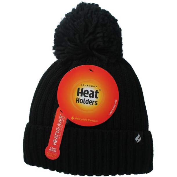 Heat Holders Ladies pom pom hat arden black one size (1 Stuks)
