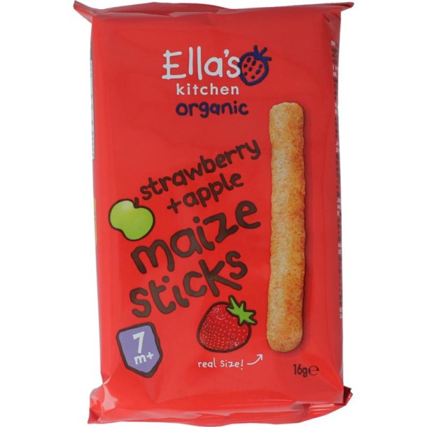 Ella's Kitchen Maize sticks aardbei/appel 7+ maanden bio (16 Gram)