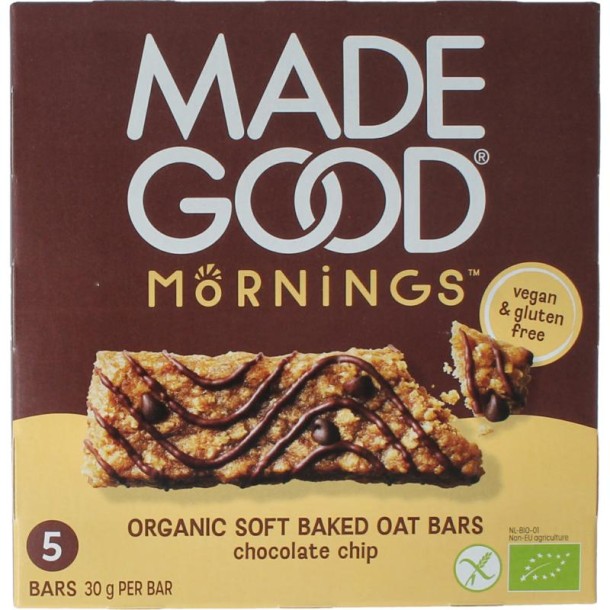 Madegood Mornings bar choco chip bio (5 Stuks)