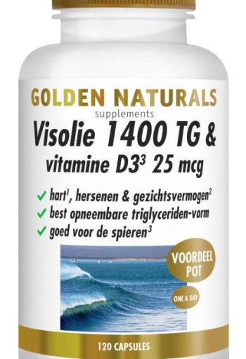 Golden Naturals Visolie 1400 TG vitamine D3 (120 Softgels)