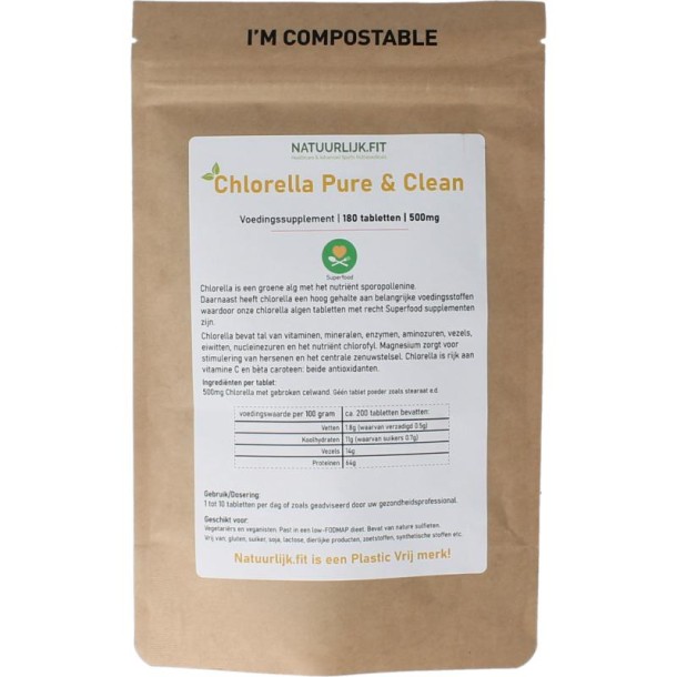 Natuurlijk.fit Chlorella pure & clean 500mg (180 Tabletten)