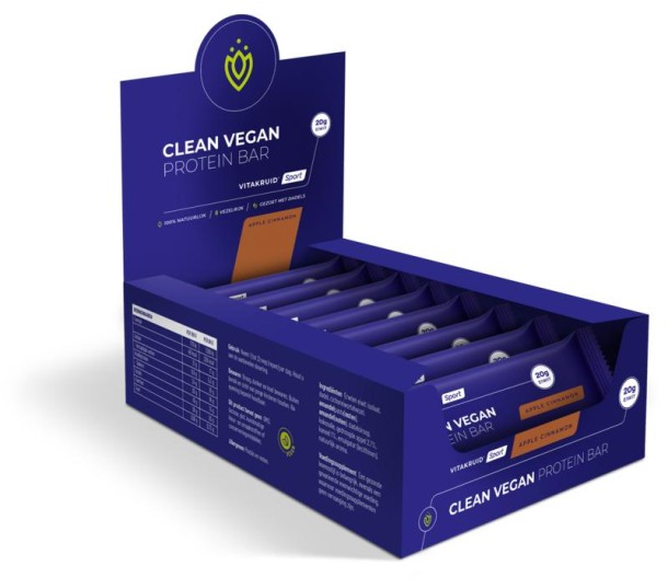 Vitakruid Clean vegan protein bar - apple cinnamon (12 Stuks)