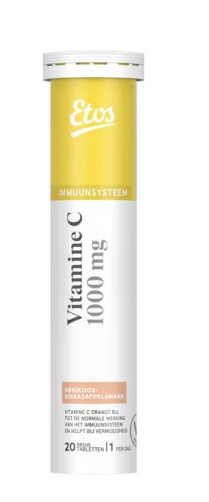 Etos vit C bruistabl abrikoos/sinasappel 20st