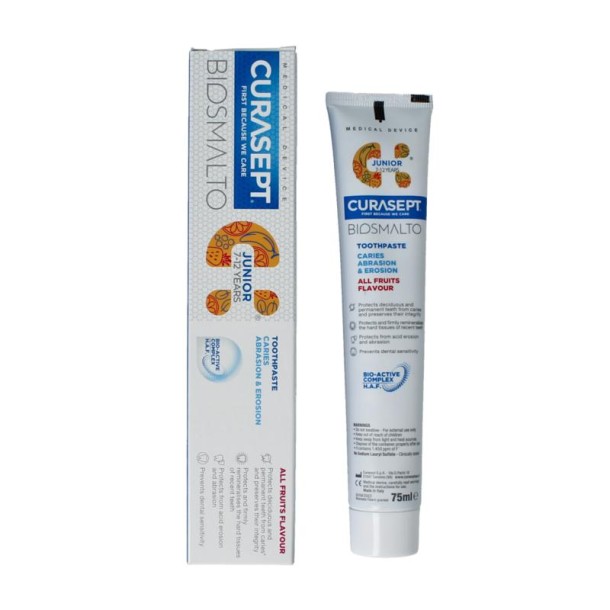 Curasept Biosmalto tandpasta junior caries erosie slijtage (75 Milliliter)