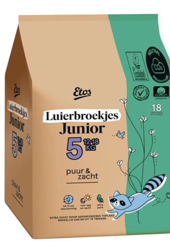 Etos Puur & Zacht Luierbroekjes Maat 5 Junior 12-18 kg 18 stuks