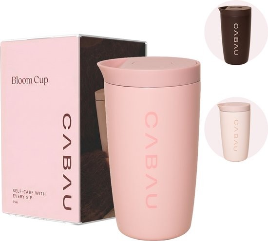 Cabau Bloom Cup - Koffiebeker To Go - Thermosbeker RVS - Roze / Pink